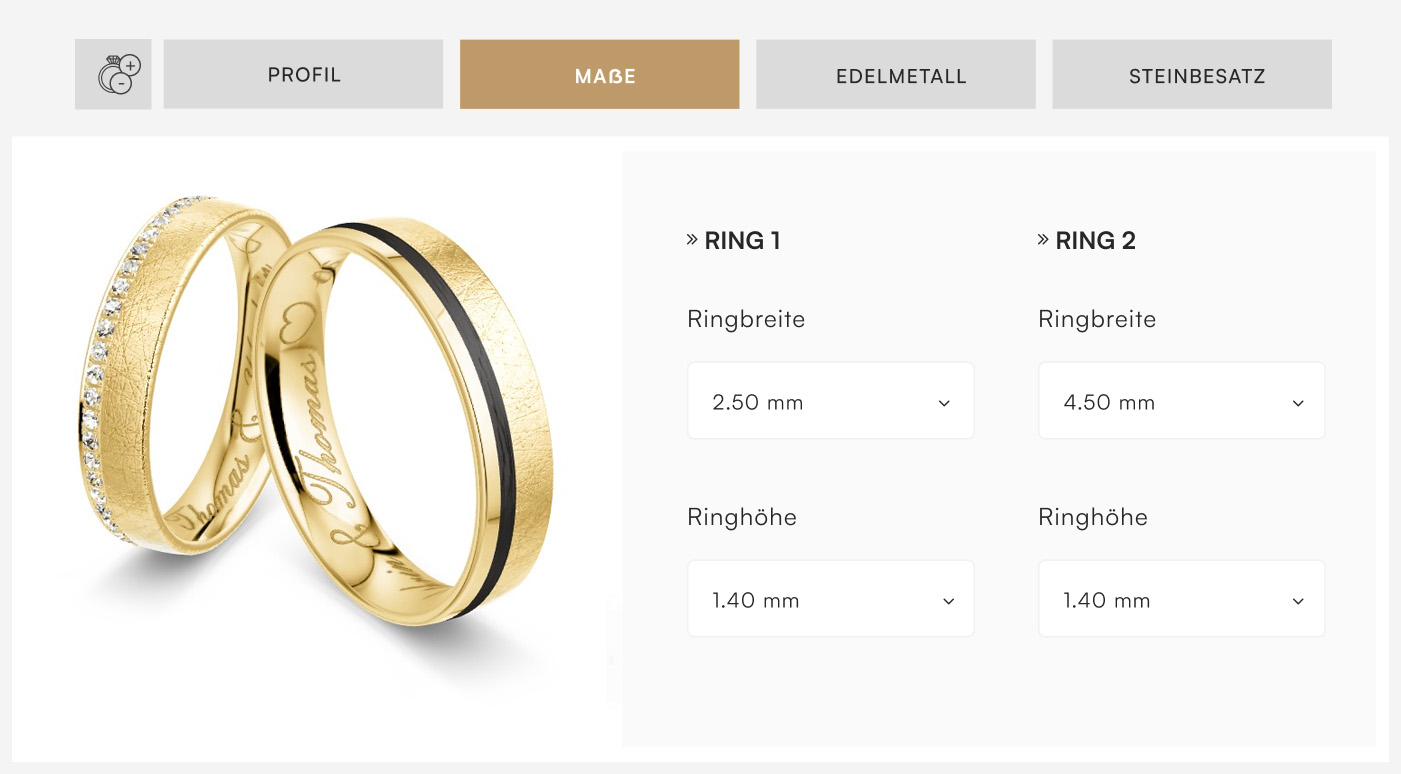 Trauringe Konfigurieren